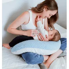 GENERICO - ALMOHADA DE LACTANCIA DE BEBE CELESTE CON BLANCO