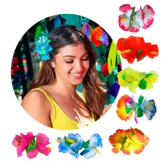 GENERICO - Gancho Pinza Flor Hibisco Para Cabello Pack x3 Unidades