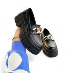 GENERICO - Mocasin mujer casual CadenaANCHA1299-52 color negro