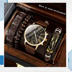 GENERICO - SET Reloj Analógico Marrón para Hombre