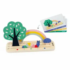 JANOD - Orientarse En El Espacio Jardín - 9 Accesorios de Madera FSC 12 Cartas Juguete Educativo