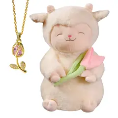 GENERICO - PELUCHE OVEJITA TULIPAN + COLLAR TULIPAN REGALO