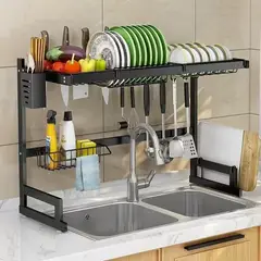 GENERICO - Escurridor De Platos 2 Niveles 85CM Negro