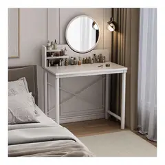 GENERICO - Tocador De Maquillaje Vintage Con Espejo Luz LED Dormitorio BlancoZZ93