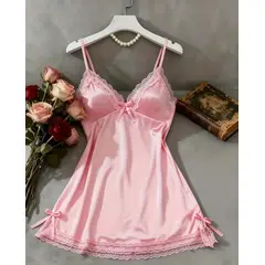 GENERICO - VESTIDO SEXY DE DORMIR PARA MUJER ROSADO TALLA L