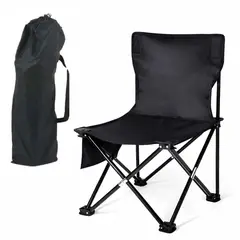 ELMEJORPRECIO - Silla Plegable Portátil para Camping y Playa Flex Talla S Negro