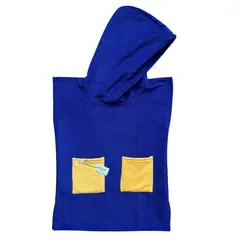 RED CARROT - Toalla poncho unisex niño 8 a 12 años microfibra azulino mostaza