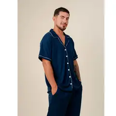 SOÑALIERE - Pijama Hombre Camisero Pantalon Algodón Pima