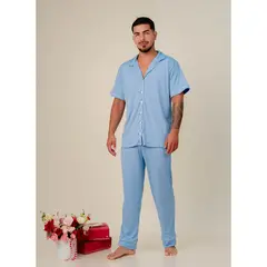 SOÑALIERE - Pijama Hombre Camisero Pantalon Algodón Pima