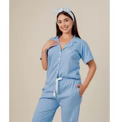 SOÑALIERE - Pijama Mujer Camisero Pantalon Algodón Pima