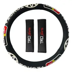 GENERICO - Kit Cubre Volante + Protector De Cinturón TRD Universal 3Pcs