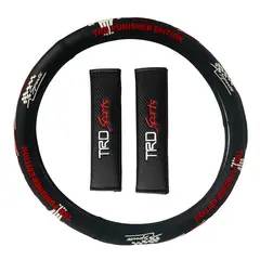 GENERICO - Kit Cubre Volante + Protector De Cinturón Premiun TRD Black 3Pcs