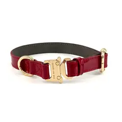 THE PET BRAND - Collar de cuero para mascotas - Rojo talla S regulable de 17cm a 26cm