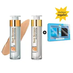 FREZYDERM - Pack x2 Fotoprotector Sun Screen 50ml Con y Sin Color + Colonia SP CRISTAL con Billetera
