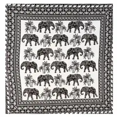 MAGE DISTRIBUTION - Mandala Manta para Playa o Picnic Niagara en Negro con Blanco de Algodón