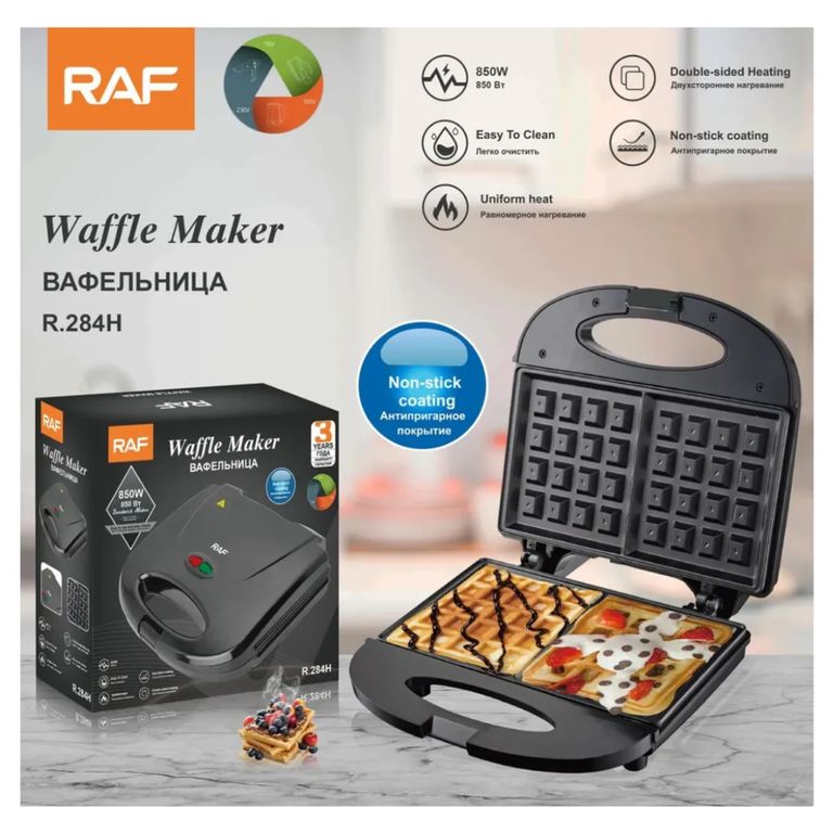 Maquina RAF Electrica Waflera Antiadherente 750W R-2578H