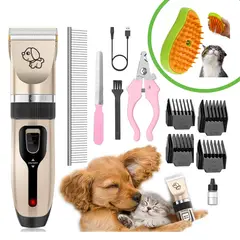 GENERICO - Kit Cortadora de Pelo Eléctrico + Cepillo Spray de REGALO para Mascotas Perro Gato