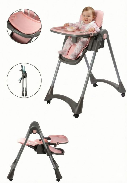 Silla de Comer con 6 Niveles de Altura Premiun Leis Pink