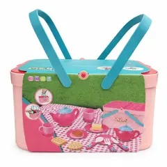 GENERICO - Set Didáctico Picnic Infantil Juego de Té con Canasta y Accesorios Rosa