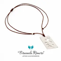FERNANDA ROMERO JOYAS Y ACCESORIOS - COLLAR COLIBRI - Alegría y Resiliencia - Plata e hilo marrón collar ajustable