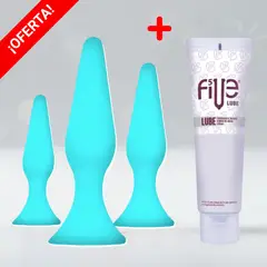 DR PINKY - Plugs Anales Consoladores Brillantes + Lubricante Five Base de Agua