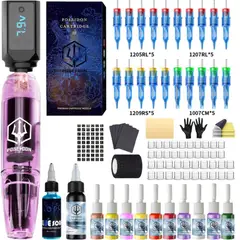 GENERICO - KIT MAQUINA TATUAR POSEIDON TATOO TATUAJE MORADO