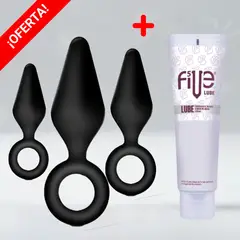 DR PINKY - Plugs Anales Consoladores Kunais + Lubricante Five Base de Agua