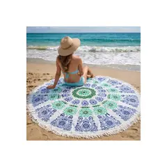 GENERICO - Toalla Redonda Mandala Circular Premium para Playa Estilo Comodidad y Verano Sin Límites