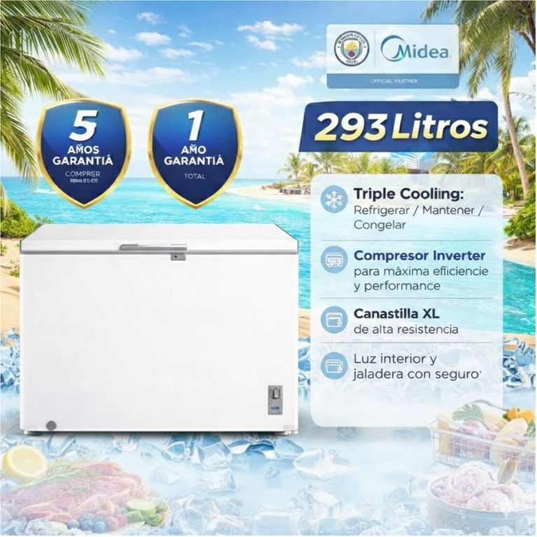MDRC411FZR01PED - Congeladora Horizontal Triple Función 293Lts Inverter Blanca