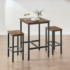 GENERICO - Juego de Comedor Bar Nox Caramelo con Mesa y Bancas Coricha Home