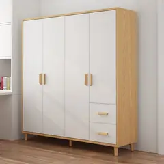 GENERICO - Ropero Classico 2 Melamina - Blanco y Panela Pelikano