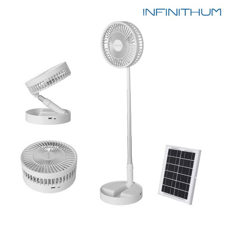 Ventilador Solar Portátil Plegable Infinithum T8 con Panel Solar 3 Velocidades 180 Grados 10 Horas