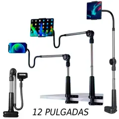 GENERICO - Soporte para Celular Tablet hasta 12 Pulgadas Ecritorio Mesa Cama Aluminio