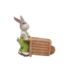 GENERICO - Macetero de Conejo con Carreta de Resina