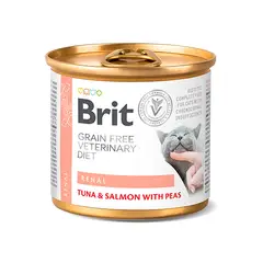 BRIT - Grain Free Vet Diets Lata Cat Renal Tuna & Salmón With Peas 200Gr