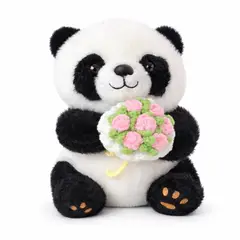 GENERICO - Peluche Panda con Flores Decorativo de Tela Suave para Regalo 14f San Valentin