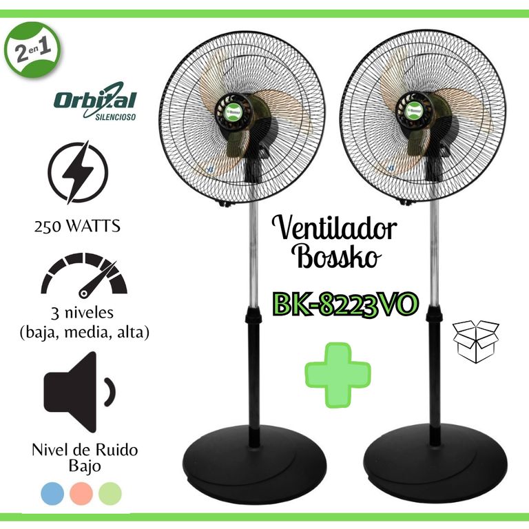 Ventilador Orbital 16" 2 en 1 con 5 aspas Acrílicas - BK-8223VO X2 UNIDADES