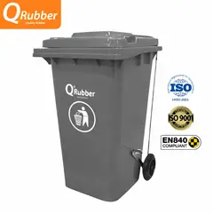 QRUBBER - Tacho de plástico de 240 litros plomo con pedal