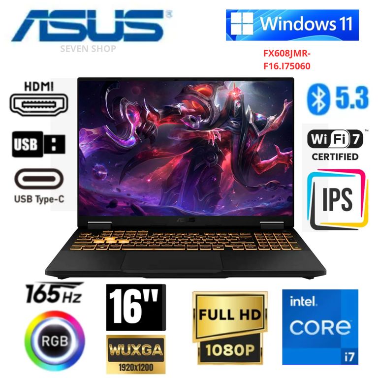 Laptop TUF Gaming F16 16" WUXGA IPS 165Hz RTX 5060 8GB 32GB RAM 1TB SSD