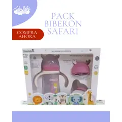 BABY - PACK BIBERON SAFARI PARA NIÑAS - COLOR ROSADO