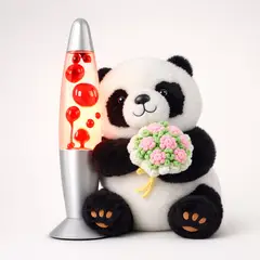 GENERICO - Combo Regalo Decorativo Peluche Panda + Lámpara de Lava