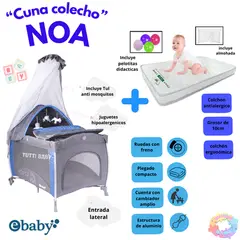 EBABY - CUNA CORRAL NOA + COLCHON ANTIALERGICO - AZUL