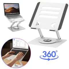 SEISA - Soporte Escritorio para Laptop Notebook Macbook Giratorio Plegable Metal - BLANCO