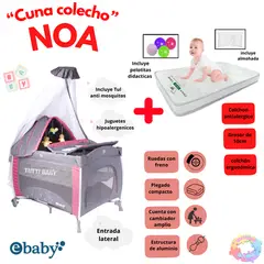 EBABY - CUNA CORRAL NOA + COLCHON ANTIALERGICO - ROJO