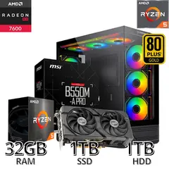 AMD - PC GAMER RYZEN 5 / 32GB RAM/ 1TB SSD + 1TB HDD/ RX 7600 8GB