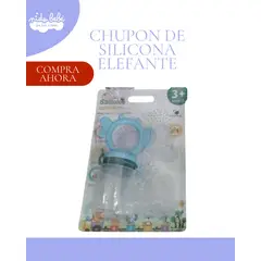 GENERICO - CHUPON PARA BEBÉS MODELO ELEFANTE CELESTE CON MANGO DE SILICONA - SANTOLEE