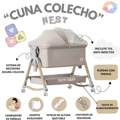 SPACE - CUNA COLECHO CON ORGANIZADOR EXTRA AMPLIO NEST - BEIGE