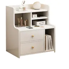 ANYHOGAR - Velador 3 Niveles Con Cajones Color Blanco 48x30x70cm Mate