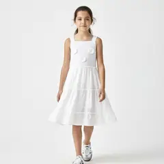 GENERICO - Vestido Blanco para Niña con Flores Angela Kids