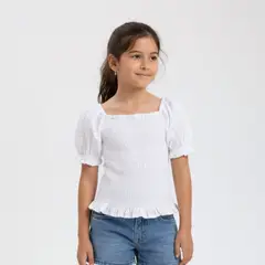 GENERICO - Blusa Niña Algodon Blanco - Talla 6 a 16 - Angela Kids